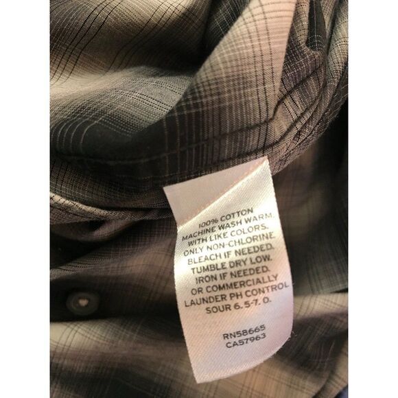 14TH & UNION Trim Fit Stretch Plaid Button Down Shirt 17.5 34 35 Black Gray - Picture 4 of 6